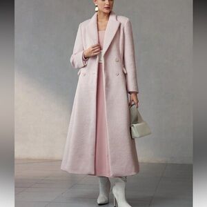 Luxe long belted tweed coat